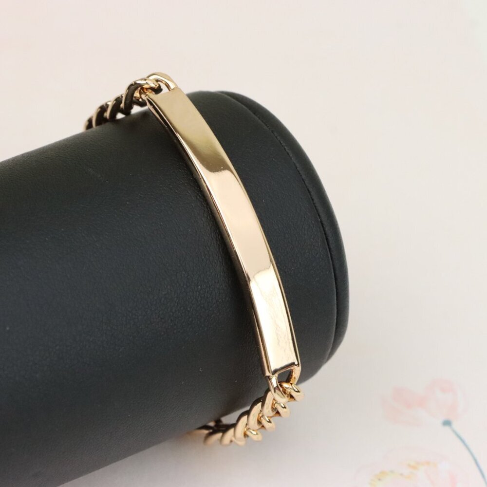 "Sleek Rose Gold Polished ID Bar Bracelet for Women, XPBL1107